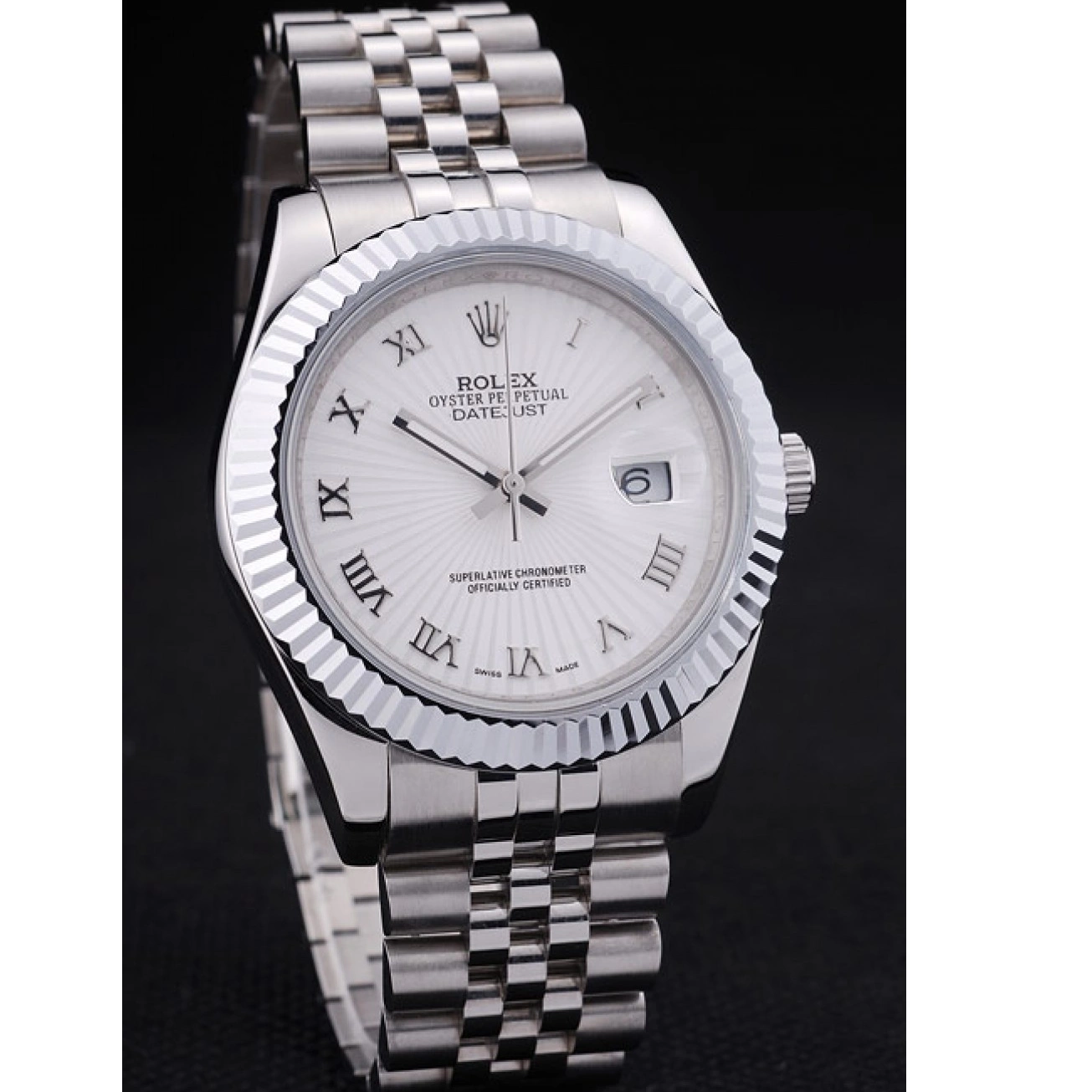 Best AAA Replica Sites Bezel Radial 7478 White Dial Ribbed Rolex Datejust 0606